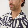 Navy Textured Abstract Shape Shirt